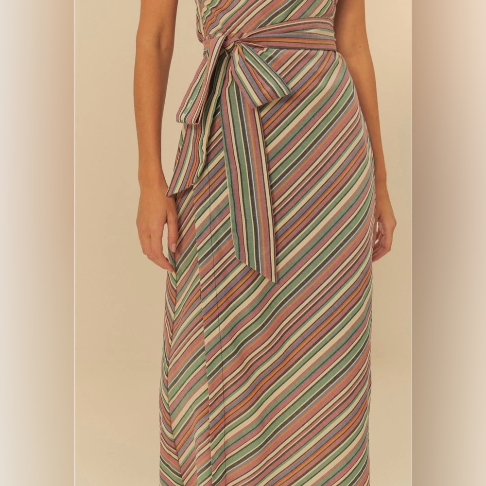 FARM RIo Striped Multicolor Wrap Dress - Picture 2 of 4